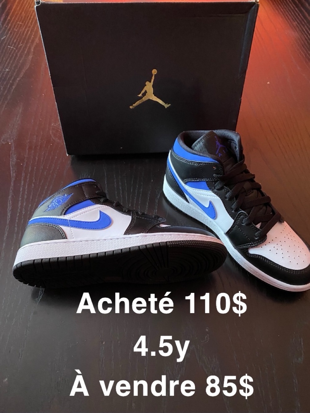 Jordan Kids Mid-Top Sneakers — Black/White/Royal Blue